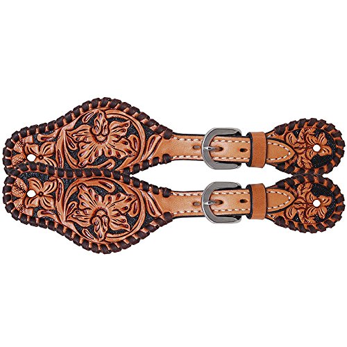 Rafter T Ranch Co Floral Tooled Kids Spur Straps
