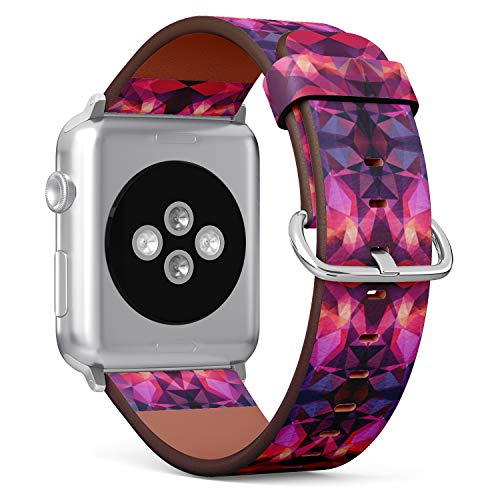 S-Type iWatch Leather Strap Printing Wristbands for Apple Watch 4/3/2/1 Sport Series (42mm) - Abstract Neon Triangle Background