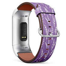 Load image into Gallery viewer, Replacement Leather Strap Printing Wristbands Compatible with Fitbit Charge 3 / Charge 3 SE - Lavender Flowers Pattern on Purple Background
