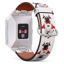 Load image into Gallery viewer, (Funny Pug Costume Demon) Patterned Leather Wristband Strap for Fitbit Ionic,The Replacement of Fitbit Ionic smartwatch Bands
