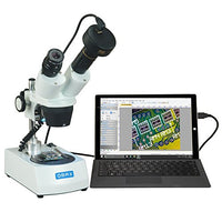 OMAX 20X-40X-80X Cordless Stereo Binocular Microscope with Dual LED Lights and 1.3MP Camera