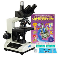 OMAX 40X-2500X Trinocular Compound LED Microscope with Blank Slides + Covers + Lens Paper + Book
