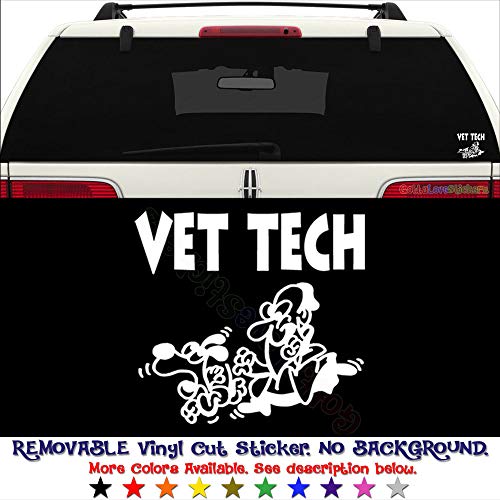 GottaLoveStickerz Vet Tech Veterinarian Animal Removable Vinyl Decal Sticker for Laptop Tablet Helmet Windows Wall Decor Car Truck Motorcycle - Size (07 Inch / 18 cm Wide) - Color (Matte White)