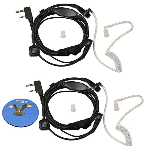 HQRP 2-Pack Acoustic Tube Earpiece PTT Throat Mic Headset for Kenwood KPG27D / KPG29D / KPG48D / KPG49 / KPG55D / KPG56D / KPG62D / KPG66D + HQRP Coaster