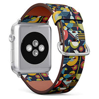 S-Type iWatch Leather Strap Printing Wristbands for Apple Watch 4/3/2/1 Sport Series (38mm) - Abstract Geometric Pattern