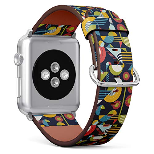 S-Type iWatch Leather Strap Printing Wristbands for Apple Watch 4/3/2/1 Sport Series (38mm) - Abstract Geometric Pattern