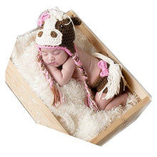 Load image into Gallery viewer, Newborn Baby Photography Props Boy Girl Photo Shoot Outfits Crochet Knit Clothes Lovely Animal Horse Hat Pants
