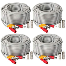 Load image into Gallery viewer, 4Pack 150Feet BNC Vedio Power Cable Pre-Made Al-in-One Camera Video BNC Cable Wire Cord Gray Color for Surveillance CCTV Security System with Connectors(BNC Female and BNC to RCA)
