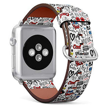 Load image into Gallery viewer, S-Type iWatch Leather Strap Printing Wristbands for Apple Watch 4/3/2/1 Sport Series (42mm) - Fashion Pattern with Fancy Paris Symbols and Landmarks
