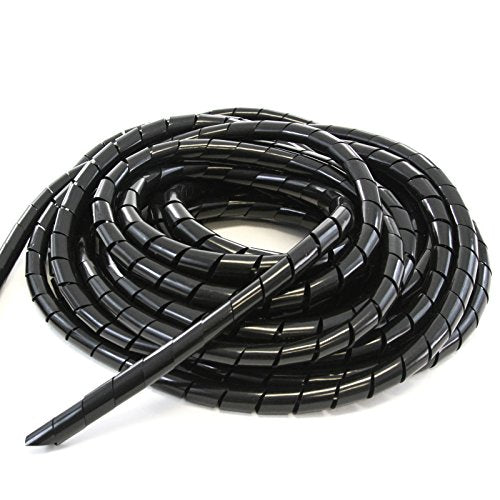 33FT PE 3/4 Inches (20 mm) Black Polyethylene Spiral Cable Wire Wrap Hydraulic Hose Wrap Tube Cable Management Protector Sleeve PC Manage Cable for Car Computer Cable Wire Holder Organizer PC and TV