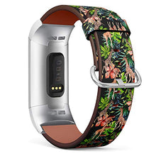 Load image into Gallery viewer, Replacement Leather Strap Printing Wristbands Compatible with Fitbit Charge 3 / Charge 3 SE - Tropical Giraffe Floral Pattern
