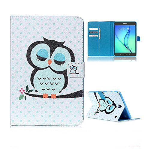 Galaxy T350 Cute Animal Pattern Tablet Case, PU Leather Protection Durable Stand Tablet Cover with Magnetic Closure & Card Slots &Money Holder Shell for Samsung Galaxy Tab A 8.0 T350/P350, Owl