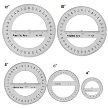 Load image into Gallery viewer, Pacific Arc&#39;s 8 Inch 360 Degree Plastic Circular Protractor Clear
