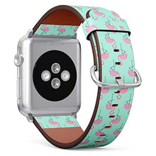 Load image into Gallery viewer, Compatible with Small Apple Watch 38mm, 40mm, 41mm (All Series) Leather Watch Wrist Band Strap Bracelet with Adapters (Flamingo On Mint)
