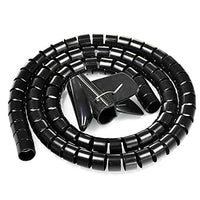 Aexit 10mm Flexible Electric Motors Spiral Tube Cable Wire Wrap Computer Manage Cord Black 3 Meter Fan Motors w Clip