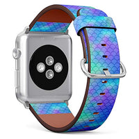 Q-Beans Watchband, Compatible with Small Apple Watch 38mm / 40mm - Replacement Leather Band Bracelet Strap Wristband Accessory // Blue Gradient Mermaid Scale Pattern