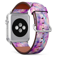 Compatible with Small Apple Watch 38mm, 40mm, 41mm (All Series) Leather Watch Wrist Band Strap Bracelet with Adapters (Starry Galaxy Print Unicorn Colours)