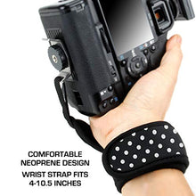 Load image into Gallery viewer, USA GEAR Professional Camera Grip Hand Strap with Polka Dot Neoprene Design and Metal Plate - Compatible with Canon , Fujifilm , Nikon , Sony and more DSLR , Mirrorless , Point &amp; Shoot Cameras
