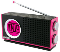 Realtone RT212P AM/FM Portable Dual Alarm Clock Radio (Pink)