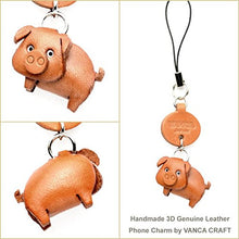 Load image into Gallery viewer, Pig Leather Animal mobile/Cellphone Charm VANCA CRAFT-Collectible Cute Mascot Made in Japan
