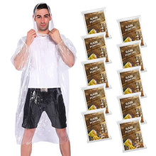 Load image into Gallery viewer, COOY Rain Ponchos,with Drawstring Hood ?10 Pack? Emergency Disposable Rain Ponchos Family Pack for Adults,Clear
