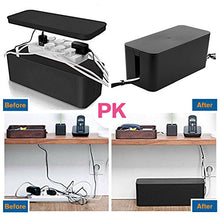 Load image into Gallery viewer, [Set of Three] Cable Management Boxes Organizer, Large Storage Wires Keeper Holder for Desk, TV, Computer, USB Hub, System to Cover and Hide &amp; Power Strips &amp; Cords (Black)
