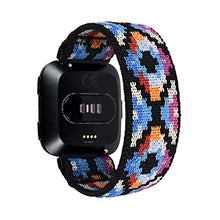 Load image into Gallery viewer, Tefeca Geometry Pattern Elastic Compatible/Replacement Band for Fitbit Versa/Versa 2/ Versa Lite/Versa SE (Black, M fits Wrist Size : 6.5-7.0 inch)
