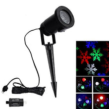 Load image into Gallery viewer, LED Christmas Projector Garden Lights,WONFAST Waterproof LED Moving Snowflake Landscape Spotlight Projector Decorative Light for Indoor/Outdoor Holiday Party Wall Decoration
