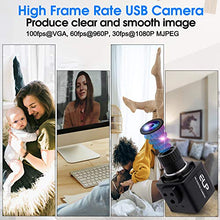 Load image into Gallery viewer, SVPRO 1080P Full HD Mini USB Web Camera 2MP CMOS OV2710 4mm Manual Focus Lens CS Mount Camera High Frame Rate 30fps/60fps/100fps USB Camera Desktop for Linux Windows Android, Plug and Play
