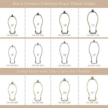 Load image into Gallery viewer, Royal Designs Heavy Duty Harp for Lamp Shade Holder, 11 inch, Polished Brown Base
