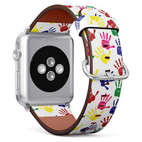 S-Type iWatch Leather Strap Printing Wristbands for Apple Watch 4/3/2/1 Sport Series (42mm) - Vintage Handprint Pattern