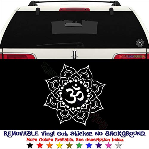 GottaLoveStickerz Om Lotus Flower Yoga Removable Vinyl Decal Sticker for Laptop Tablet Helmet Windows Wall Decor Car Truck Motorcycle - Size (20 Inch / 50 cm Tall) - Color (Matte Black)