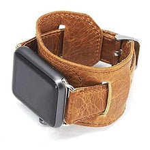 Load image into Gallery viewer, Cuff Bracelet Watch Band Retro Crazy Horse Leather Wristband Accessory Strap Compatible with 45mm 44mm 42mm Apple Watch SE/Series 7/6/5/4/3/2/1(Brown)
