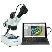 Load image into Gallery viewer, OMAX 10X-20X-30X-60X Cordless Stereo Binocular Microscope with Dual LED Lights and 1.3MP Camera
