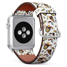 Load image into Gallery viewer, S-Type iWatch Leather Strap Printing Wristbands for Apple Watch 4/3/2/1 Sport Series (38mm) - Halloween Pattern with Cupcake, ice Cream and Candy
