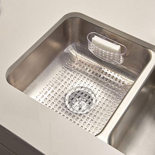 iDesign Contour Plastic Sink Grid, Non-Skid Dish Protector for Kitchen, Bathroom, Basement, Garage, 17.35