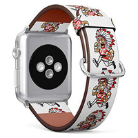 (Native American Indian Chief Playing Football) Patterned Leather Wristband Strap for Fitbit Ionic,The Replacement of Fitbit Ionic smartwatch Bands