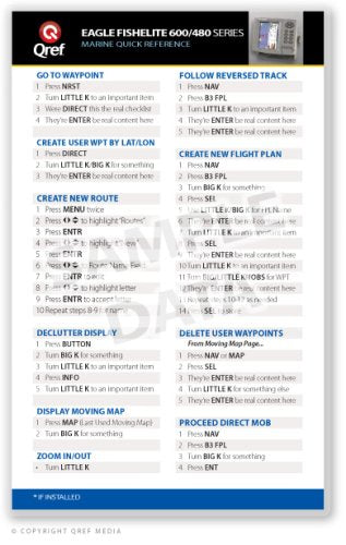 Eagle FishElite 600/480 Series Qref Card Checklist (Qref Marine Quick Reference)