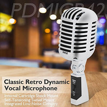 Load image into Gallery viewer, Classic Retro Dynamic Vocal Microphone - Old Vintage Style Unidirectional Cardioid Mic with XLR Cable - Universal Stand Compatible - Live Performance In Studio Recording - Pyle Pro PDMICR42SL (Silver)
