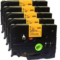 NEOUZA Compatible Label Tape Replacement for Brother Laminated Tze Tz Label Tape Cartridge 9mm x 5m (TZe-B21 Black on Orange Fluorescent) 5PK
