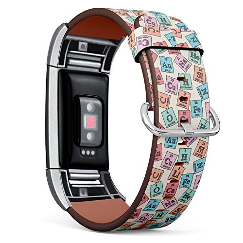 Replacement Leather Strap Printing Wristbands Compatible with Fitbit Charge 2 - Chemical Elements - Periodic Table