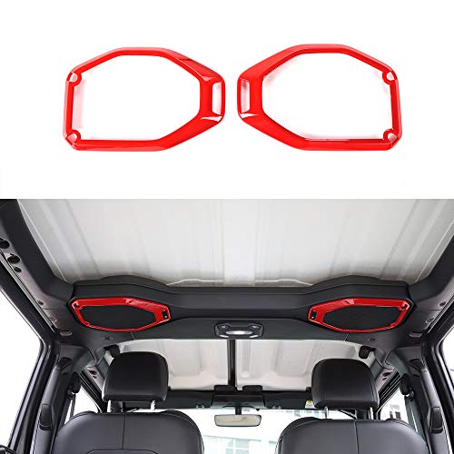 YiXunTen for 2018+ Jeep Wrangler JL Red ABS Car Interior Roof Speaker Cover Frame Decor Sticker Decal Trim