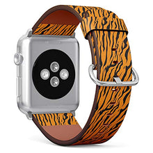 Load image into Gallery viewer, Compatible with Big Apple Watch 42mm, 44mm, 45mm (All Series) Leather Watch Wrist Band Strap Bracelet with Adapters (Stripe Animals Jungle Tiger Fur)
