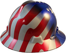 Load image into Gallery viewer, Msa Full Brim Patriotic Hard Hat With American Stars And Stripes Hard Hats   One Touch Suspensionâ 
