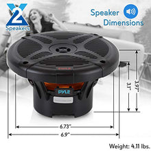 Load image into Gallery viewer, 6.5 Inch Dual Marine Speakers - Waterproof and Bluetooth Compatible 2-Way Coaxial Range Amplified Audio Stereo Sound System with Wireless RF Streaming and 600 Watt Power - 1 Pair - PLMRF65MB (Black)
