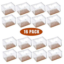 Load image into Gallery viewer, Chair Leg Caps, WarmHut 16pcs Transparent Clear Silicone Table Furniture Leg Feet Tips Covers Wood Floor Protectors, Felt Pads, Prevent Scratches, (Rectangle)

