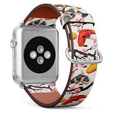 Load image into Gallery viewer, S-Type iWatch Leather Strap Printing Wristbands for Apple Watch 4/3/2/1 Sport Series (38mm) - Japanese Ornament with Koi Fish and Sakura
