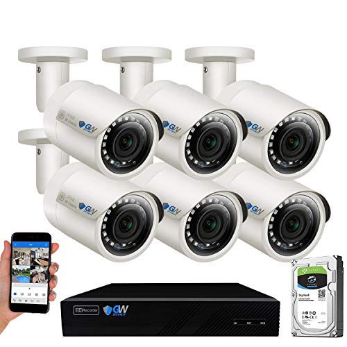 GW Security 8 Channel 4K NVR 5MP POE Audio & Video Security Camera System - Six 5MP 1920P Weatherproof Bullet Cameras,Built in Microphone, Quick QR Code Easy Setup, Pre-Installed 2TB Hard Drive
