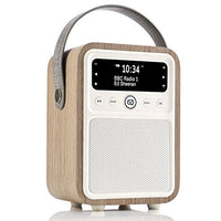 VQ Monty HD Digital Radio with AM & FM, Bluetooth & Alarm Clock Shortwave Radio  Real Wood Case Green Grass Oak