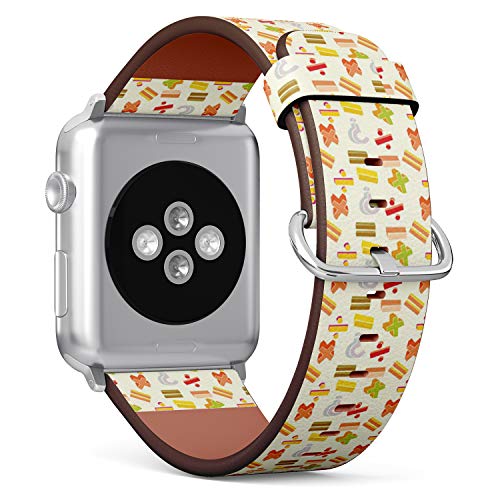 Compatible with Small Apple Watch 38mm, 40mm, 41mm (All Series) Leather Watch Wrist Band Strap Bracelet with Adapters (Basic Math)